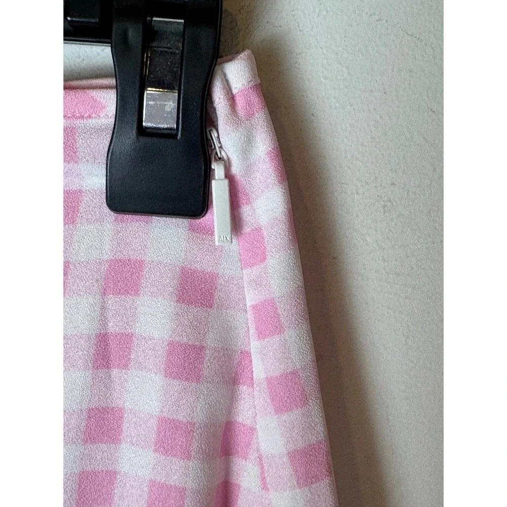 Sökie Collective Skirt Women Small Pink White Gingham‎ Ruffle Midi NWT Preppy